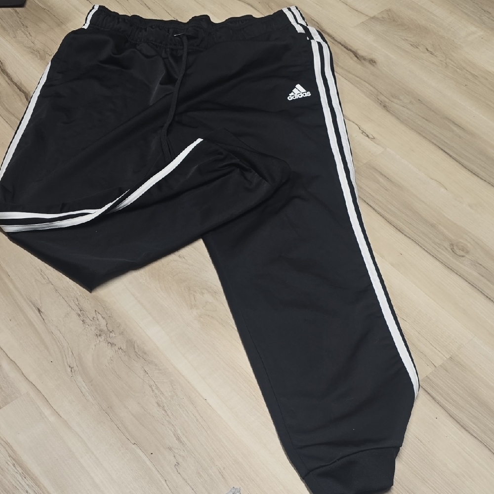 Adidas Women's Black Joggers with White Stripes